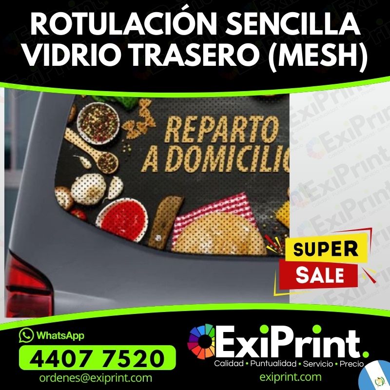oferta de Rotulación Sencilla para Vidrio Trasero (Mesh)